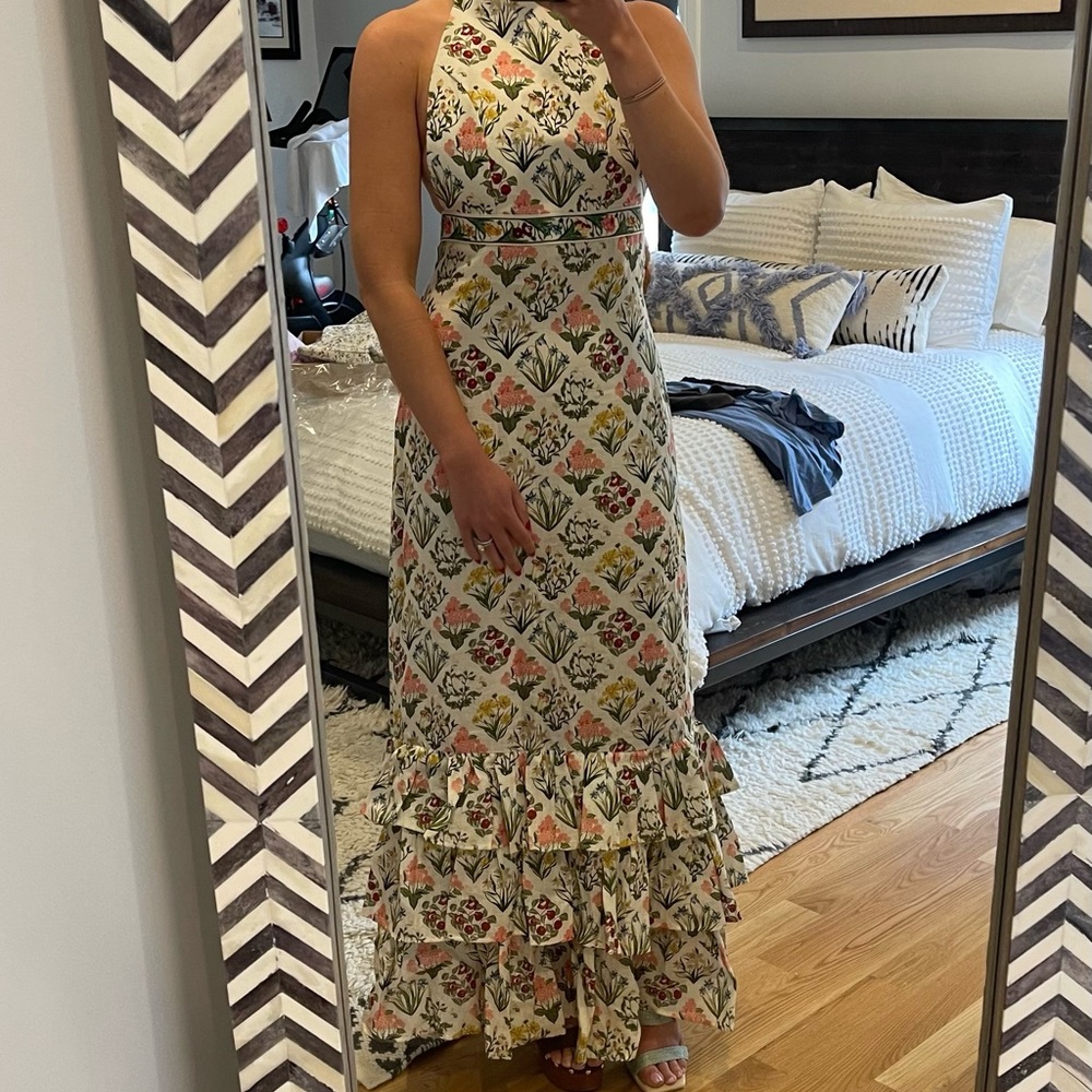Agua by Agua Bendita Magnolia Linen Maxi Halter Dress